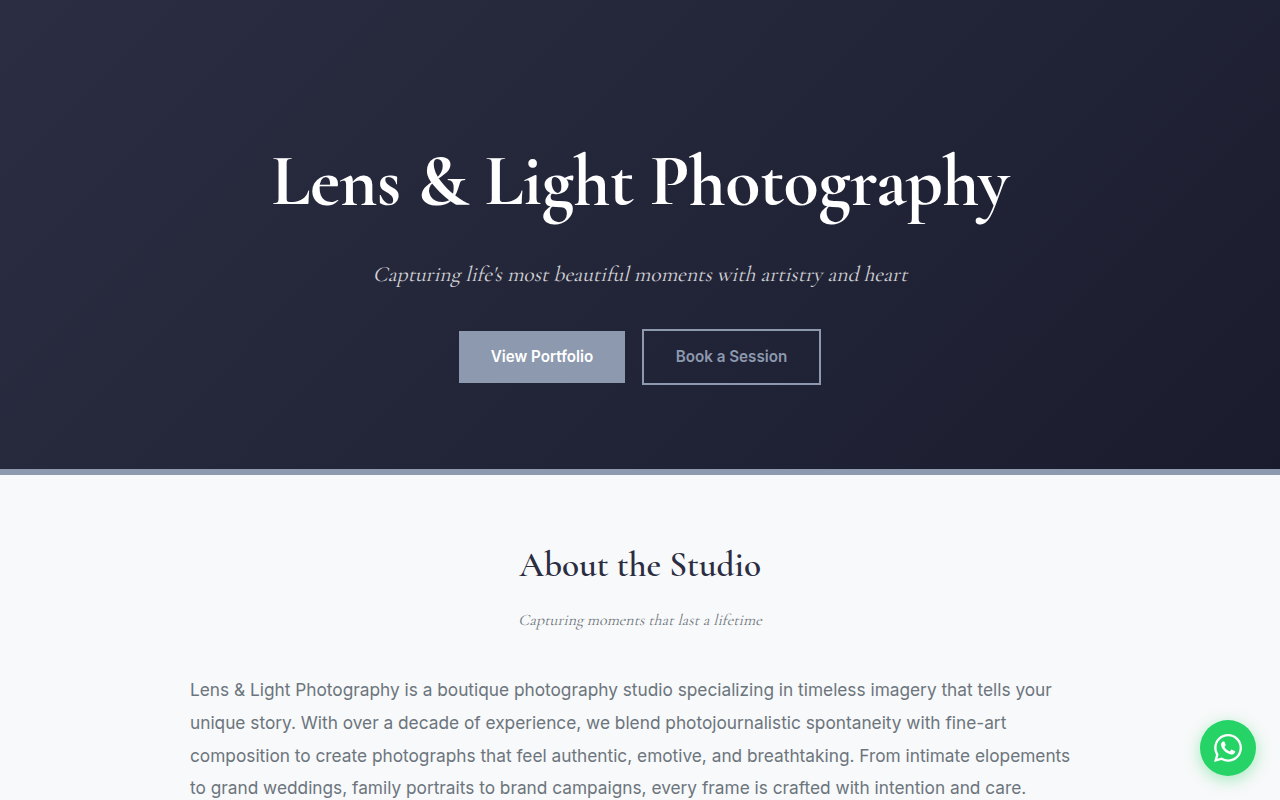 Photography template screenshot