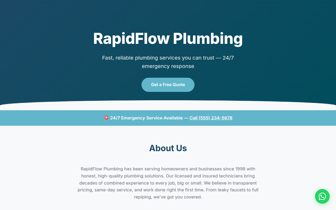 Plumber & Home Services template screenshot